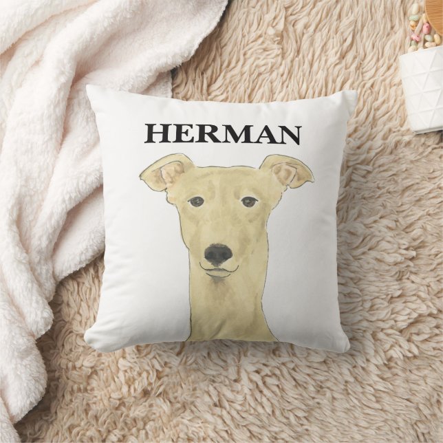 Personlig Reversible Fawn Greyhound Hund Kudde (Filt)