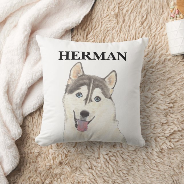 Personlig Reversible Husky Hund Kudde (Filt)