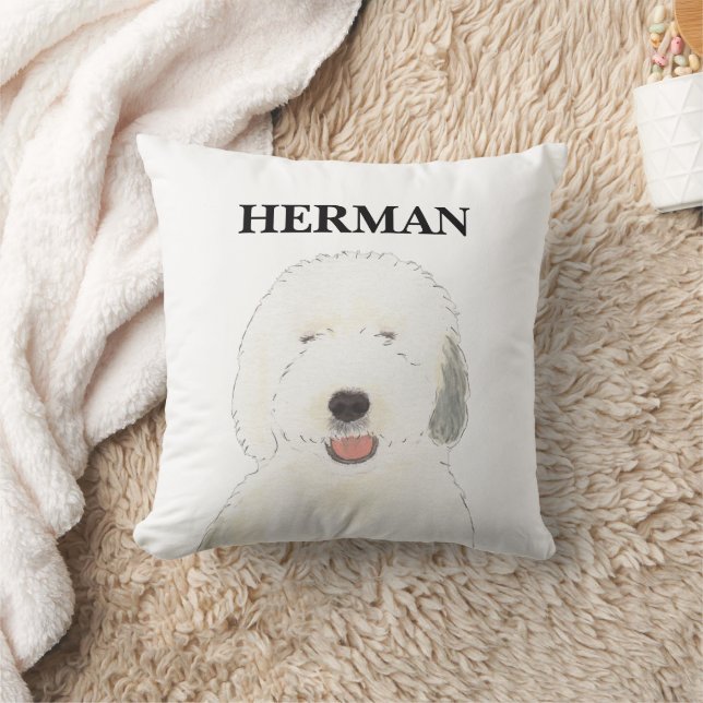 Personlig Reversible Old English Sheepdog Kudde (Filt)