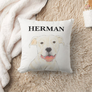 Personlig Reversible White Pitbull Staffy Hund Kudde