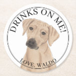 Personlig Rhodesian Ridgeback Hund Bröllop Underlägg Papper Rund<br><div class="desc">Jag är i kärlek med denna vackert detaljerade vattenfärgsillustration av en rodesisk ridgeback-hund! Anpassa dessa med ditt namn eller monogram och jämn och ändra bakgrunden till färg för att hedra din dekoration! Köp resten av min samling för den sötaste uppvärmningen av huset, möhippa, lärare, mor i juridik, make, pojkvän, hemlig...</div>