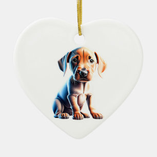Personlig Rhodesian Ridgeback Puppy Julgransprydnad Keramik