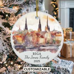 Personlig Riga Ornament, Lettland Gift Julgransprydnad Keramik