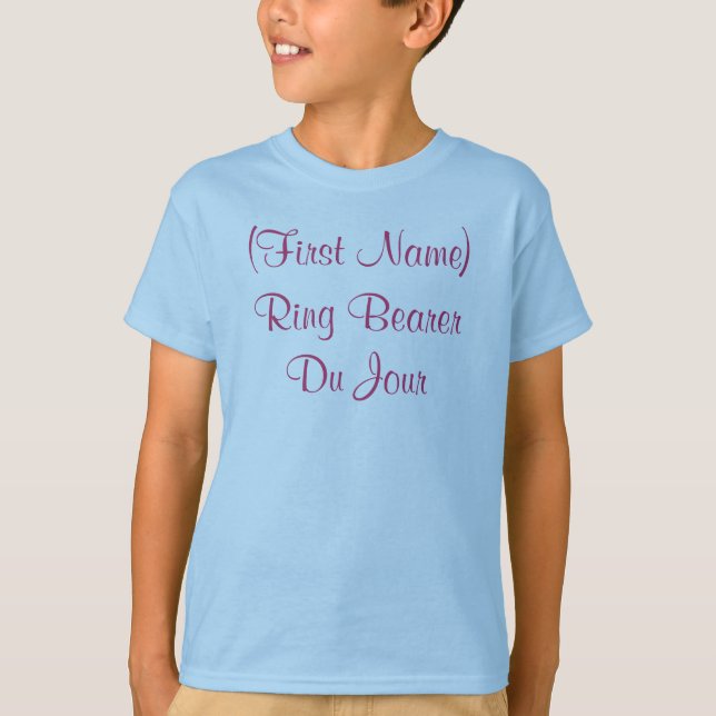 Personlig Ringbärare Du Jour Bröllopsfest T Shirt (Framsida)