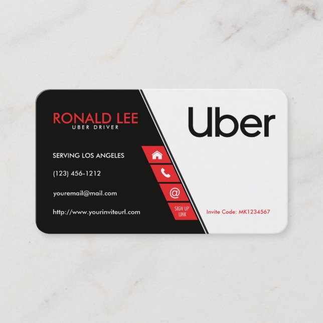 Personlig ritt som delar den Uber chauffören (den Visitkort (Framsida)