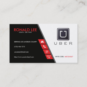 Personlig ritt som delar den Uber chauffören Visitkort