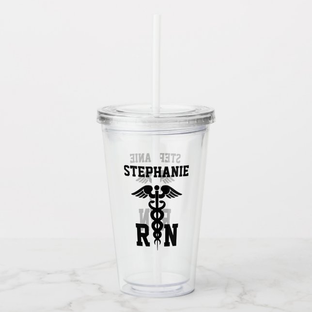 Personlig RN Medical Symbol Nurse Studenten Take Away Mugg (Framsida)