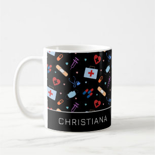 Personlig RN Nurse Doktor Medical Mönster Kaffemugg