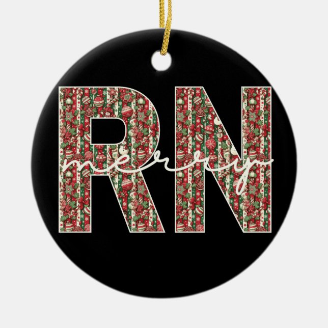 Personlig RN Nurse Första året jul Keepsak Julgransprydnad Keramik (Framsidan)