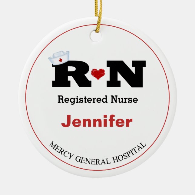 Personlig Rn Nurse jul Ceramic Ornament (Framsidan)