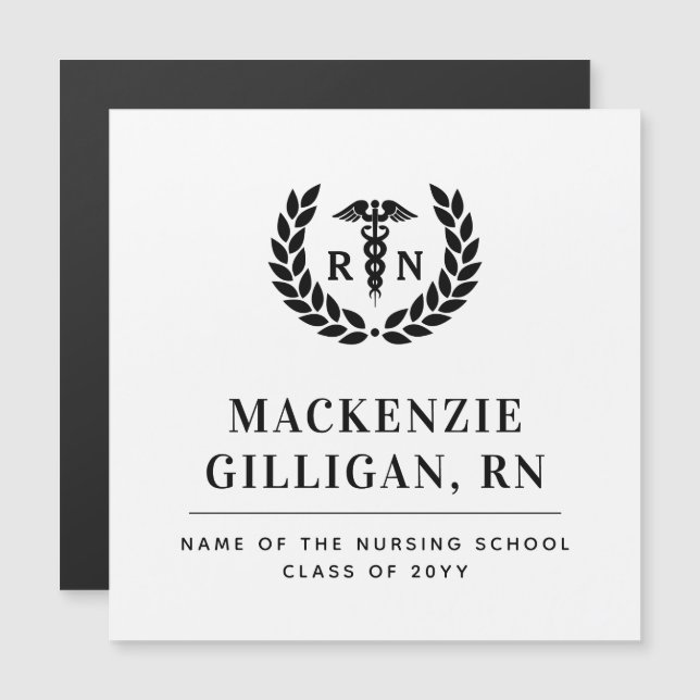 Personlig RN Nursing School Studenten Elegant Magnetisk Inbjudningskort (Fram/baksida)
