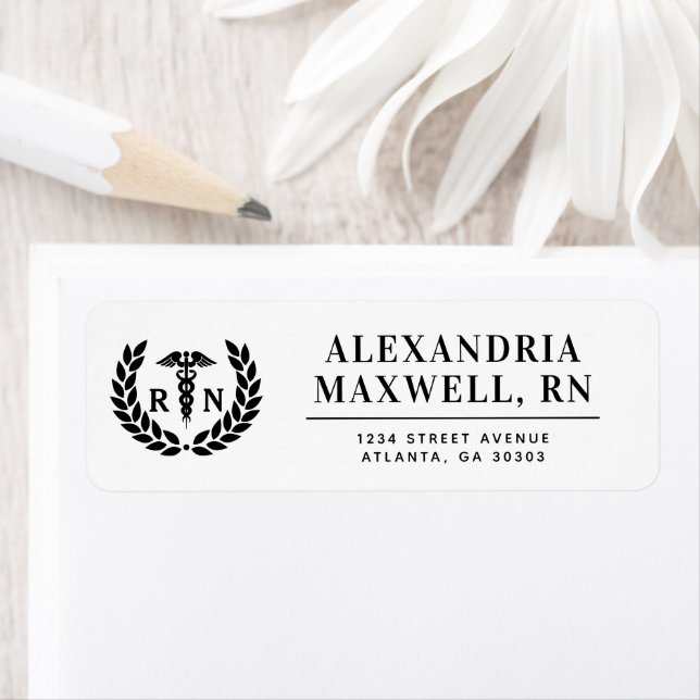 Personlig RN Nursing School Studenten Elegant Returadress Etikett (Insitu)
