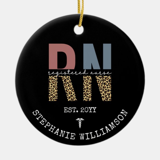 Personlig RN Registered Nurse Studenten Julgransprydnad Keramik (Framsidan)