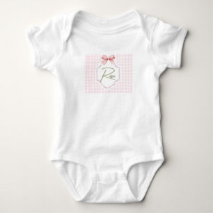 Personlig Ro Flicka Nursery Bow&Gingham T Shirt