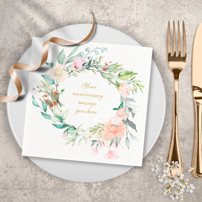 Personlig Ro Garland Blommigt 50-årsjubileum Pappersservett (Skapare uppladdad)