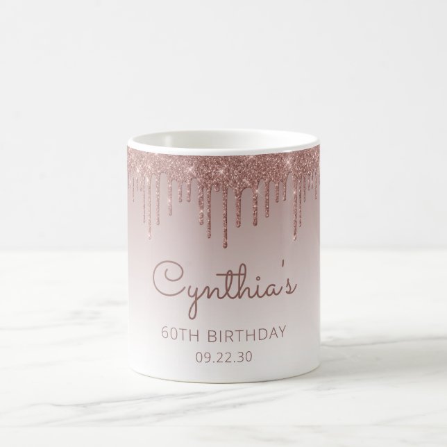 Personlig Ro Glitter, 60:e födelsedagen vid Guld Kaffemugg (Center)