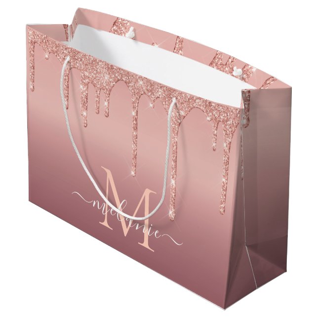 Personlig Ro Glitter Gift Bag för hennes skull (Baksidan Vinklad)