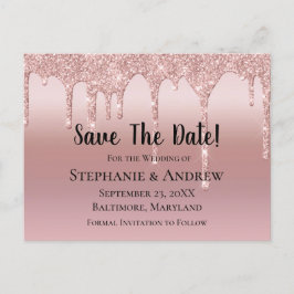 Personlig Ro Guld Drickning Glitter Rosa Meddelande Vykort