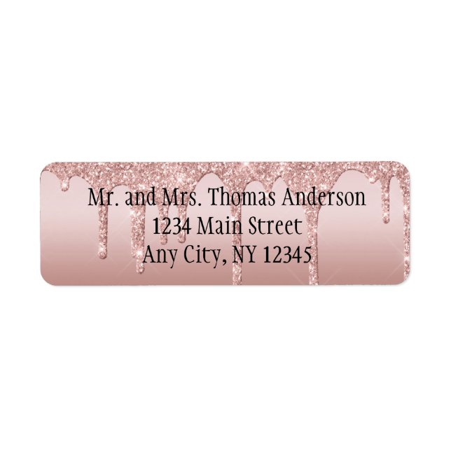 Personlig Ro Guld Drickning Glitter  Rosa Returadress Etikett (Framsidan)