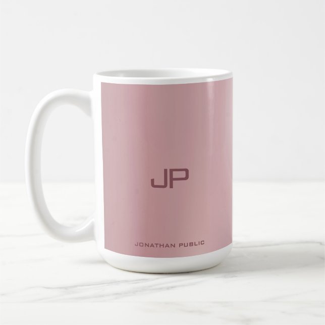 Personlig Ro Guld Elegant Monogram Classic Kaffemugg (Vänster)
