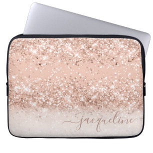 Personlig Ro Guld Glitter Laptop sleeve