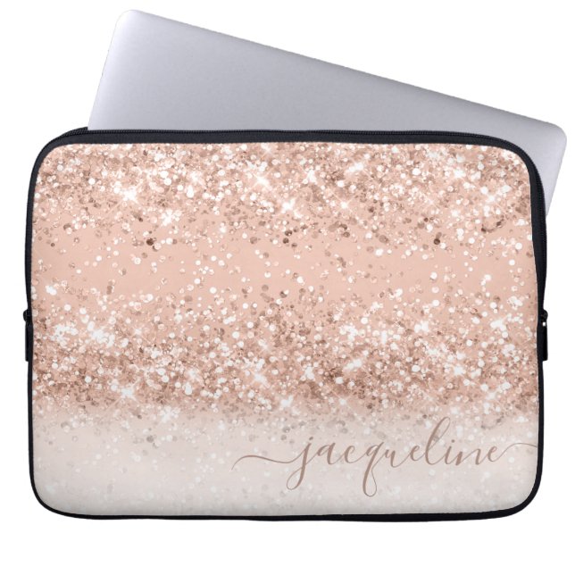 Personlig Ro Guld Glitter Laptop sleeve (Framsidan)