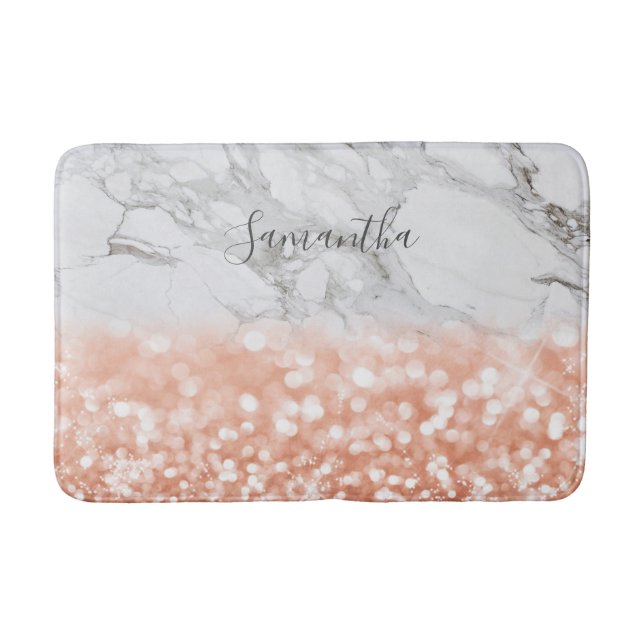 Personlig Ro Guld Glitter Marble Bath Mat Badrumsmatta (Framsidan)