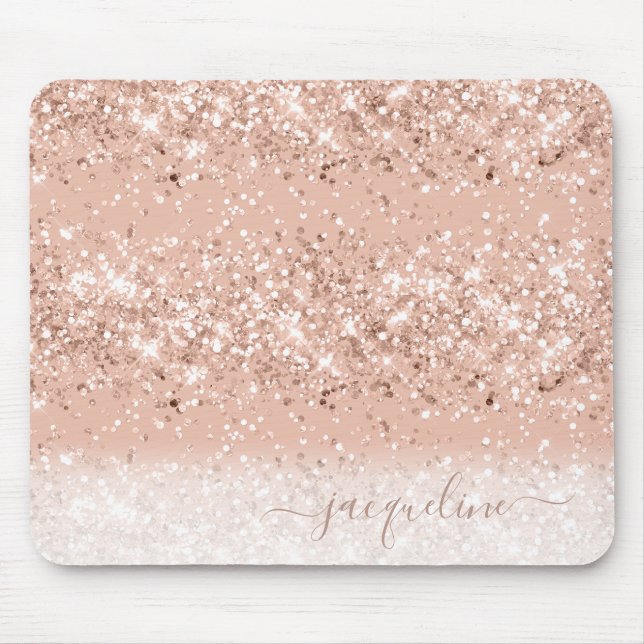 Personlig Ro Guld Glitter Musmatta (Framsidan)
