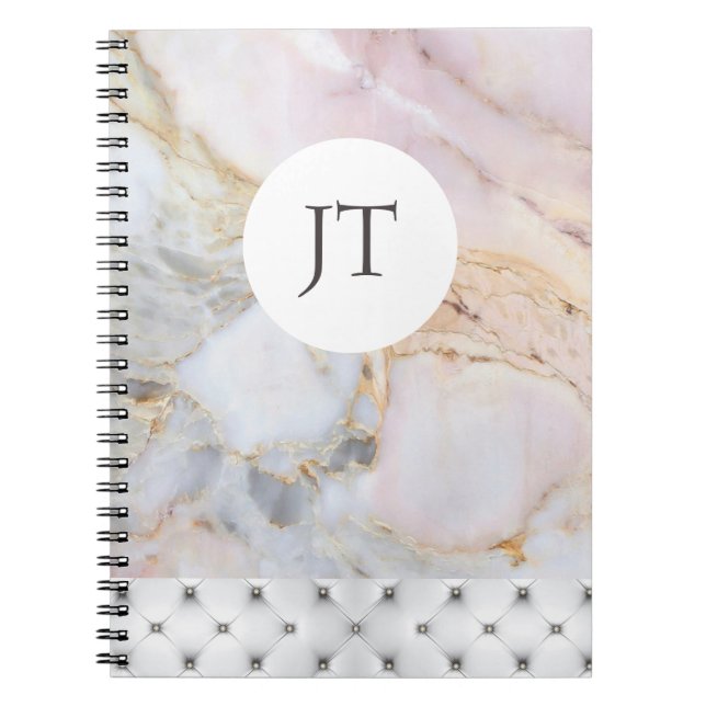 Personlig Ro Guld Grått Marble Notebook Anteckningsbok (Framsidan)
