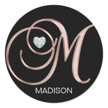 Personlig Ro Guld Heart Monogrammed Brev M