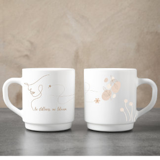 Personlig Ro Guld Line Art Mindfulness Quote Kaffemugg