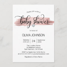 Personlig Ro Guld Rosa White Girl Baby Shower Inbjudningar