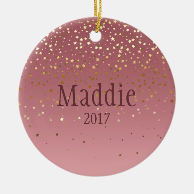 Personlig Ro Marsala Stars design Julgransprydnad Keramik (Framsidan)