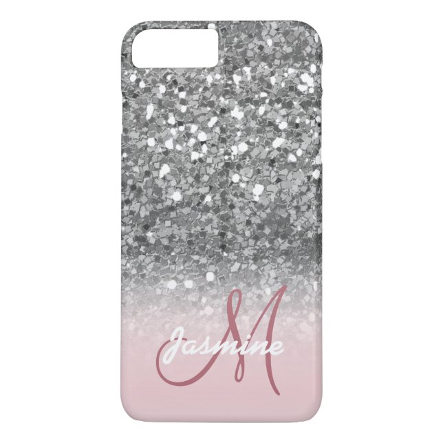 Personlig Ro Silver Glitter Gnistra Namn Case-Mate iPhone Skal (Baksida)