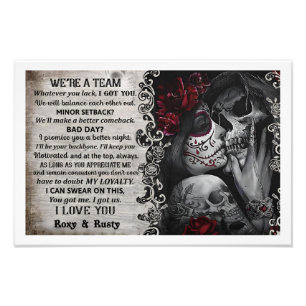 Personlig Ro Sugar Skull Ett par Anpassningsbar Po Fototryck
