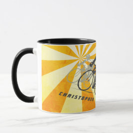 Personlig Road Cyclist och Retro Sunburst Bike Mugg