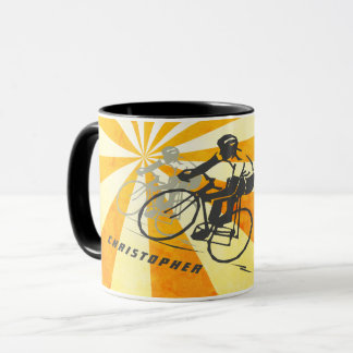 Personlig Road Cyclist och Retro Sunburst Bike Mugg