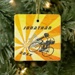 Personlig Road Cyclist Retro Bike jul Julgransprydnad Keramik