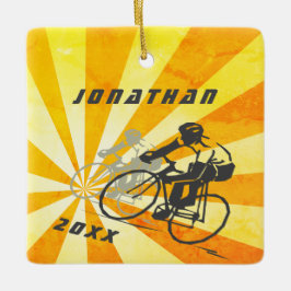 Personlig Road Cyclist Retro Bike jul Julgransprydnad Keramik
