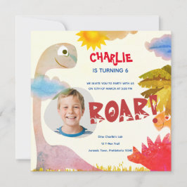 Personlig ROAR Dinosaur Birthday Inbjudningar