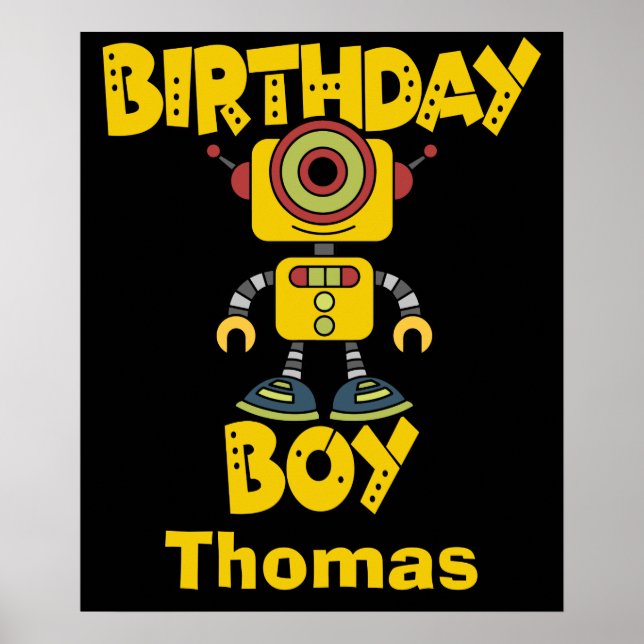 Personlig Robot Birthday Boy Poster (Framsidan)