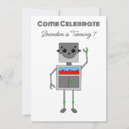 Personlig Robot Birthday for Boy Inbjudningar