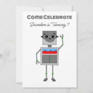 Personlig Robot Birthday for Boy Inbjudningar
