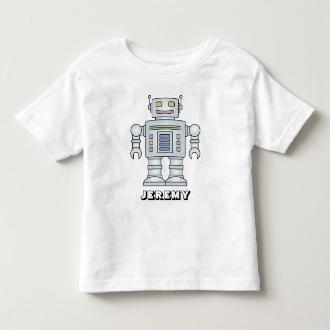 Personlig robot tecknad till skjorta för liten poj tee shirt (Framsida)