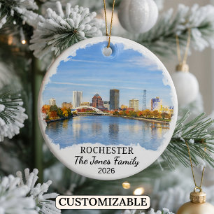 Personlig Rochester-ornament, Anpassad New York Julgransprydnad Keramik