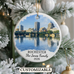 Personlig Rochester-ornament, Anpassad New York Julgransprydnad Keramik