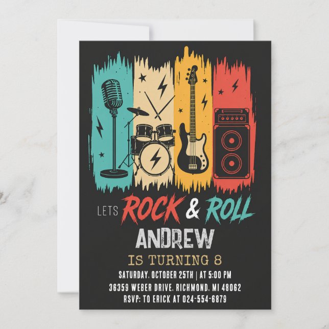 Personlig Rock and Roll Födelsedagsinbjudan Inbjudningar (Framsida)