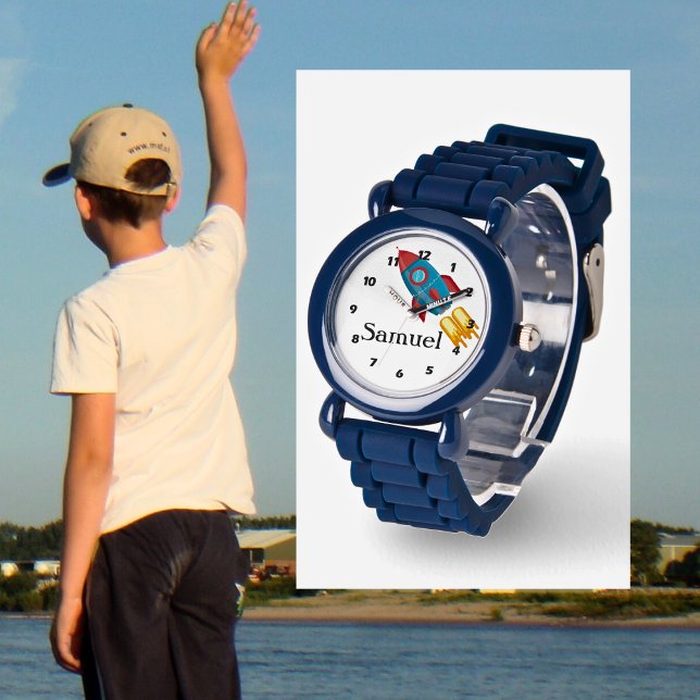 Personlig Rocket Blue Numbers Barn Watch Armbandsur (Skapare uppladdad)