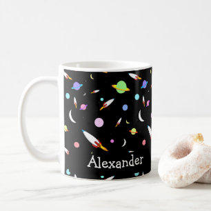 Personlig Rockets Planets Måne Stars Space Kaffemugg