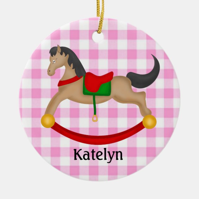 Personlig Rocking Horse Jul Ornament (Framsidan)